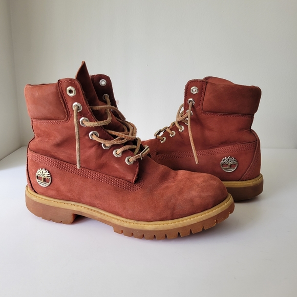 Burgundy Timberland Waterproof Nubuck Boots Men's 7.5 - Picture 11 of 11